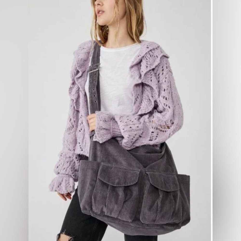 Free People Corduroy Hobo Bag in Charcoal Gray